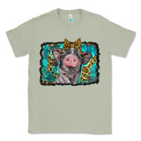Matcha baby pig with leopard background Classic Tee - BarkalooDesign