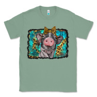 Sage baby pig with leopard background Classic Tee - BarkalooDesign