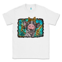 White baby pig with leopard background Classic Tee - BarkalooDesign