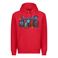 Red American mama 4th of july Premium Hoodie - FaDigitalArtStudio