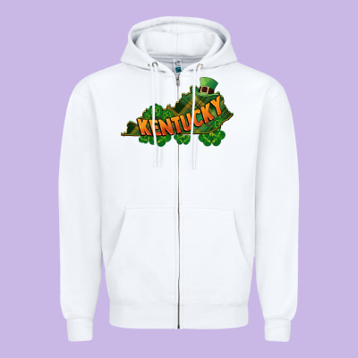 Kentucky Map St. Patrick's Day Zipper Hoodie Designed By Fadigitalartstudio