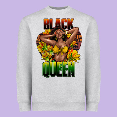 Black Queen Afro Heavyweight Sweatshirt Designed By Howdyjamesfarm