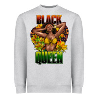 Heather Grey Black queen afro Heavyweight Sweatshirt - HowdyJamesFarm