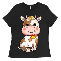 Black cartoon cow Ladies Tee - NancyCooperArtShop