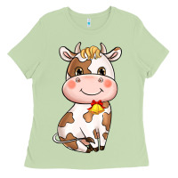 Matcha cartoon cow Ladies Tee - NancyCooperArtShop