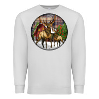 Dove Grey elk buck deer christmas Premium Sweatshirt - LillyAllenDesigns