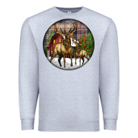 Heather Grey elk buck deer christmas Premium Sweatshirt - LillyAllenDesigns