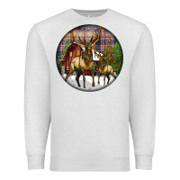 Oatmeal Heather elk buck deer christmas Premium Sweatshirt - LillyAllenDesigns