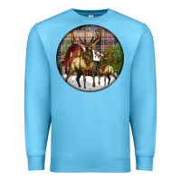 Ocean Blue elk buck deer christmas Premium Sweatshirt - LillyAllenDesigns