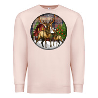 Pale Pink elk buck deer christmas Premium Sweatshirt - LillyAllenDesigns