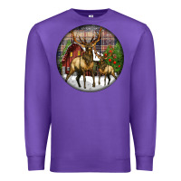 Purple elk buck deer christmas Premium Sweatshirt - LillyAllenDesigns