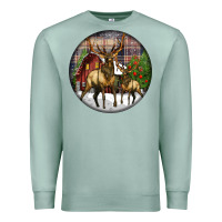 Seafoam elk buck deer christmas Premium Sweatshirt - LillyAllenDesigns
