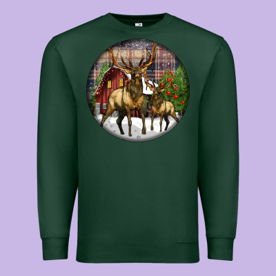 Elk Buck Deer Christmas Premium Sweatshirt Designed By Lillyallendesigns