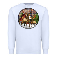 White elk buck deer christmas Premium Sweatshirt - LillyAllenDesigns