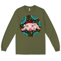 Army Green Baby Pig Christmas Long Sleeve Tee - RanaPortraitStore