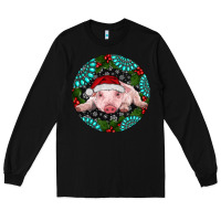 Black Baby Pig Christmas Long Sleeve Tee - RanaPortraitStore