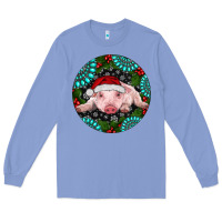 Colony Blue Baby Pig Christmas Long Sleeve Tee - RanaPortraitStore