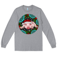 Heather Grey Baby Pig Christmas Long Sleeve Tee - RanaPortraitStore