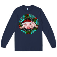 Navy Baby Pig Christmas Long Sleeve Tee - RanaPortraitStore