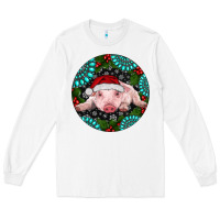 White Baby Pig Christmas Long Sleeve Tee - RanaPortraitStore