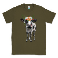 Army Green holstein cow floral wreath Classic Tee - BarkalooDesign