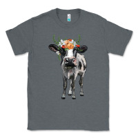 Charcoal Heather holstein cow floral wreath Classic Tee - BarkalooDesign
