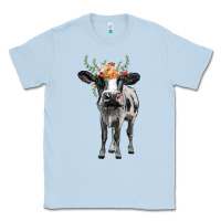 Dusty Blue holstein cow floral wreath Classic Tee - BarkalooDesign