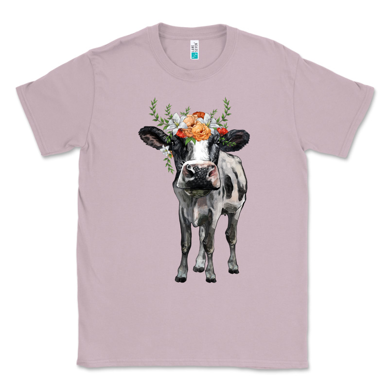 Holstein Cow Floral Wreath Classic Tee by BarkalooDesign | Teevron