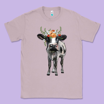 Holstein Cow Floral Wreath Classic Tee Designed By Barkaloodesign