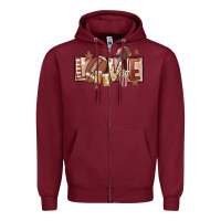 Burgundy football love Zipper Hoodie - FaDigitalArtStudio