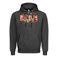 Charcoal Heather football love Zipper Hoodie - FaDigitalArtStudio