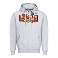Heather Grey football love Zipper Hoodie - FaDigitalArtStudio