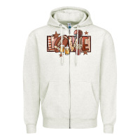 Oatmeal Heather football love Zipper Hoodie - FaDigitalArtStudio