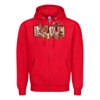 Red football love Zipper Hoodie - FaDigitalArtStudio