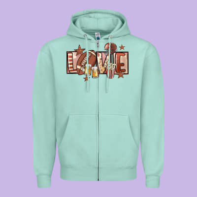 Football Love Zipper Hoodie Designed By Fadigitalartstudio