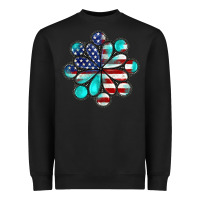 Black American flag turquoise gemstone 4th of july Heavyweight Sweatshirt - CowGirlArtShop