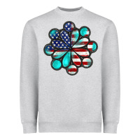 Heather Grey American flag turquoise gemstone 4th of july Heavyweight Sweatshirt - CowGirlArtShop
