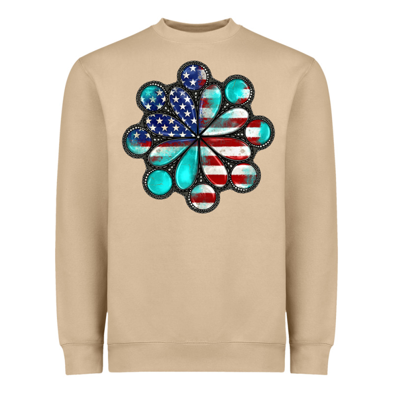 American Flag Turquoise Gemstone 4th Of July Heavyweight Sweatshirt by CowGirlArtShop | Teevron
