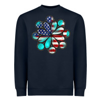 Navy American flag turquoise gemstone 4th of july Heavyweight Sweatshirt - CowGirlArtShop