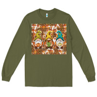 Army Green Fall gnomes Long Sleeve Tee - NancyCooperArtShop