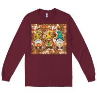 Burgundy Fall gnomes Long Sleeve Tee - NancyCooperArtShop