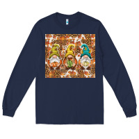 Navy Fall gnomes Long Sleeve Tee - NancyCooperArtShop
