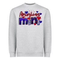 Heather Grey American Mini  4th of July Heavyweight Sweatshirt - CowGirlArtShop