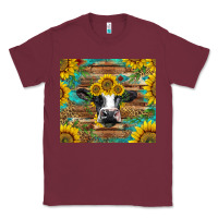 Burgundy holstein cow with sunflowers Classic Tee - BarkalooDesign