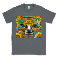 Charcoal Heather holstein cow with sunflowers Classic Tee - BarkalooDesign