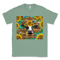 Sage holstein cow with sunflowers Classic Tee - BarkalooDesign