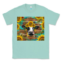 Seafoam holstein cow with sunflowers Classic Tee - BarkalooDesign