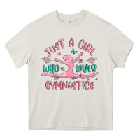 Cream just a girl who loves gymnastics Heavy Core Tee - MaliasSmallBusiness
