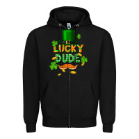Black lucky dude St. Patricks Day Zipper Hoodie - FaDigitalArtStudio