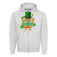 Dove Grey lucky dude St. Patricks Day Zipper Hoodie - FaDigitalArtStudio